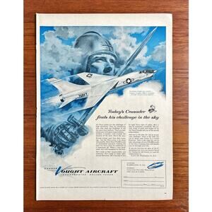 1956 Chance Vought Aircraft Ad Chance Vaught's Navy Fighter FSU-1 Crusader